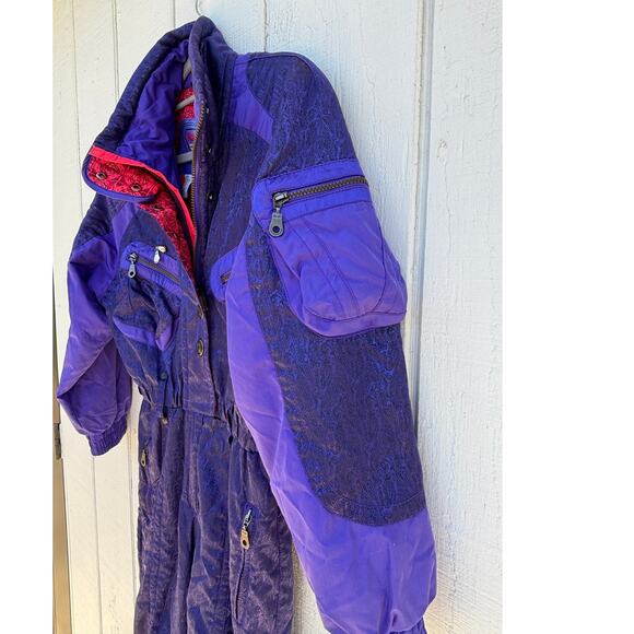 Vintage 80s Kaelin Iridescent Purple Ski Suit, Snowsuit,‎ Size 4 - Picture 6 of 8